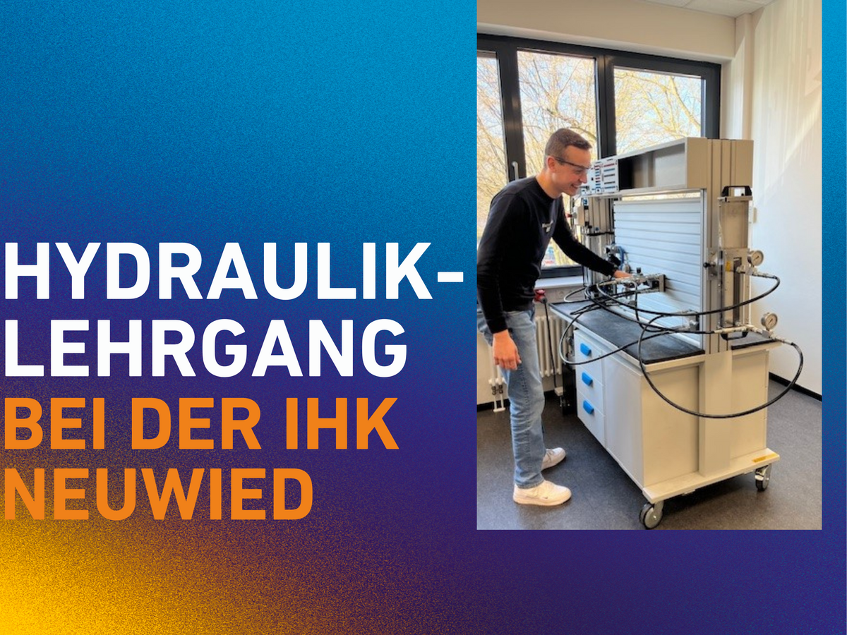 Azubi Florian bei einem Hydrauliklehrgang bei der IHK Neuwied
