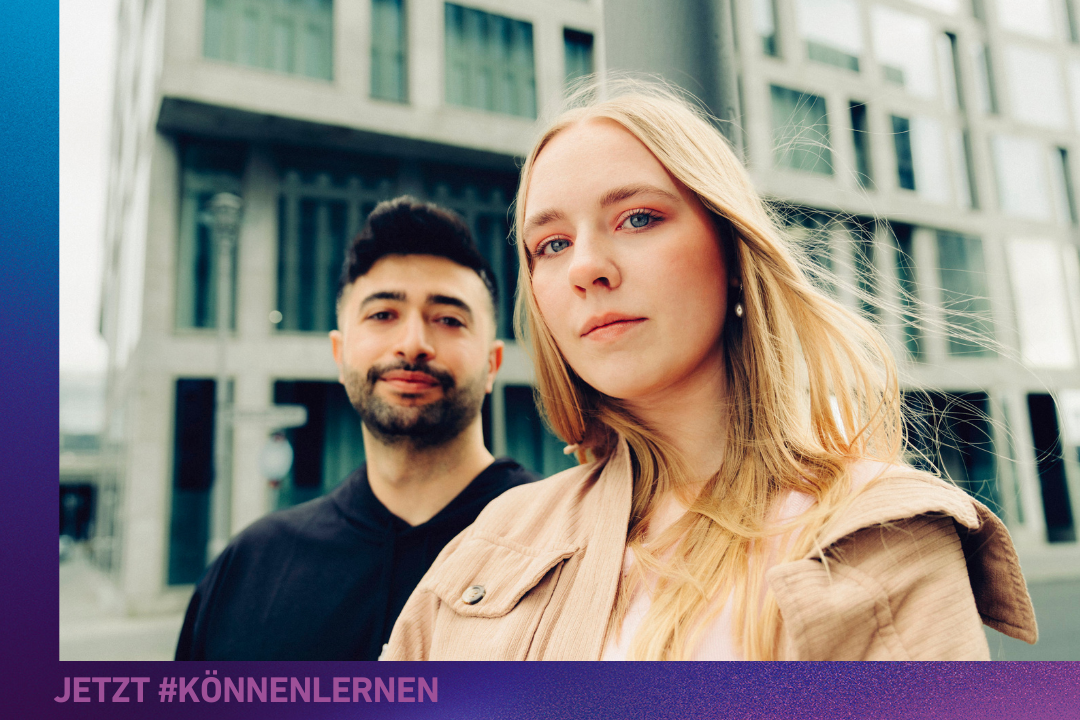 Leonie und Yasin zwei Azubis der bundesweiten Azubi Kampagne könnenlernen der IHK. Sie sind Botschafter der Ausbildung.
